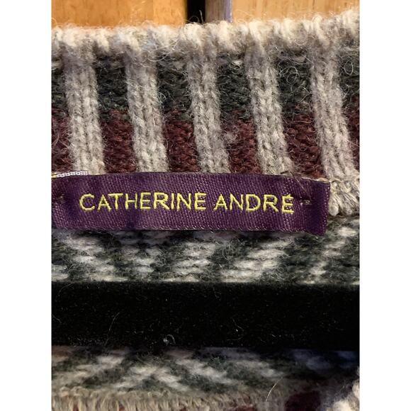 Catherine Andre Sweater Size M Womens Multi Color Fine Wool Made in France - Picture 3 of 8